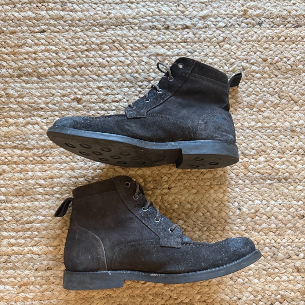 To Boot New York Adam Derrick Men’s Sz 8 Suede Leather Boots Charcoal Brown - Picture 4 of 11